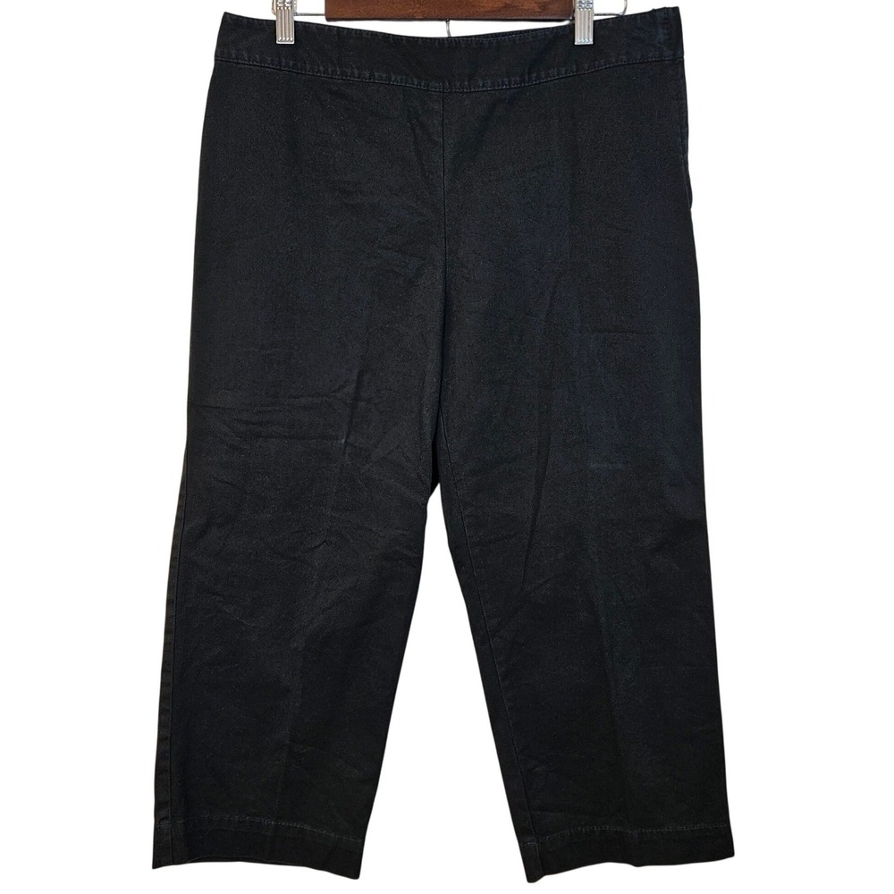 Liz Claiborne Audra Black Capri Pants 12 Slimming Side Zip Straight Leg Work